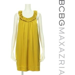BCBG Silk Satin Dress Gold Yellow Pullon Size 2NWT